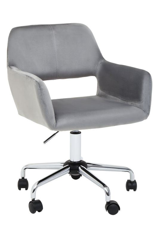 Hudson Grey Velvet And Chrome Base Home Office Chair