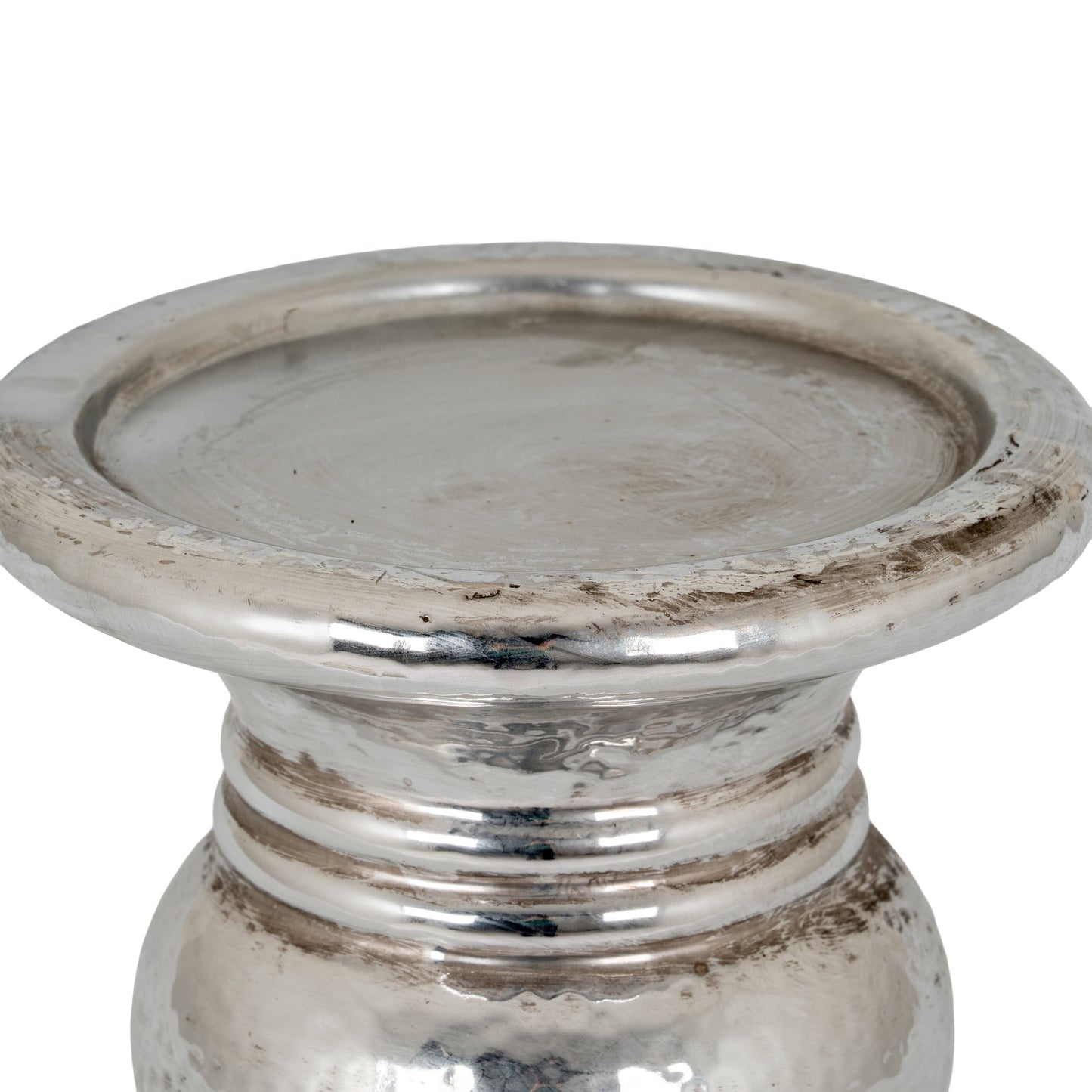 Silver Punch Faced Ceramic Candle Holder