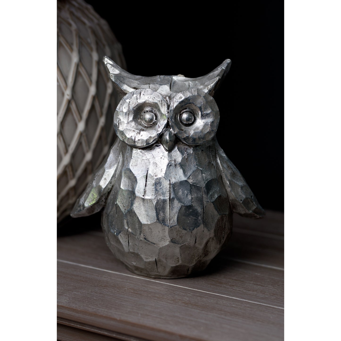 Olive The Large Silver Ceramic Owl - Silver from the Quanta Home collection.