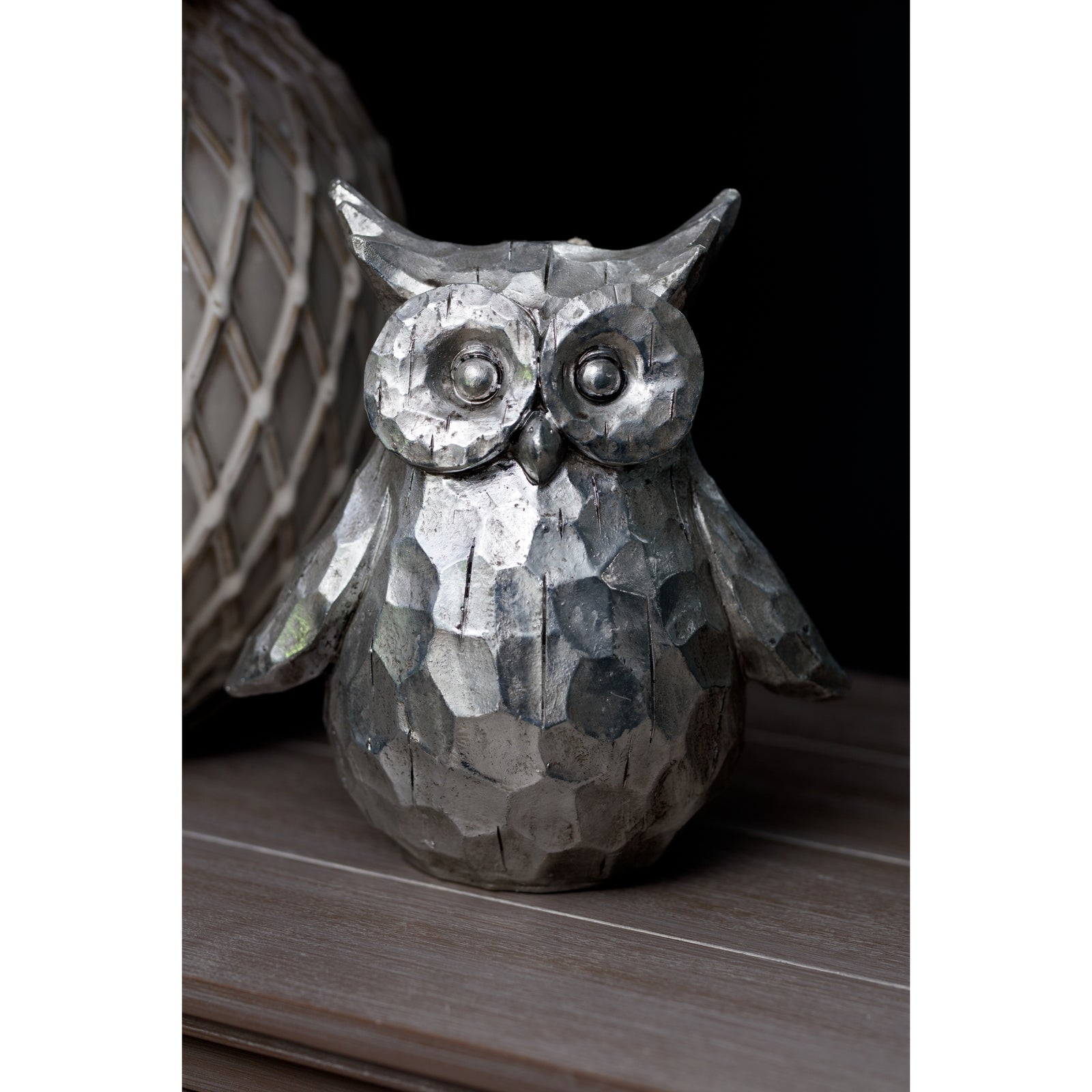 Olive The Large Silver Ceramic Owl - Silver from the Quanta Home collection.