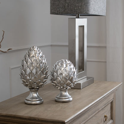 Tall Silver Pinecone Finial - Ornaments from the Quanta Home collection.