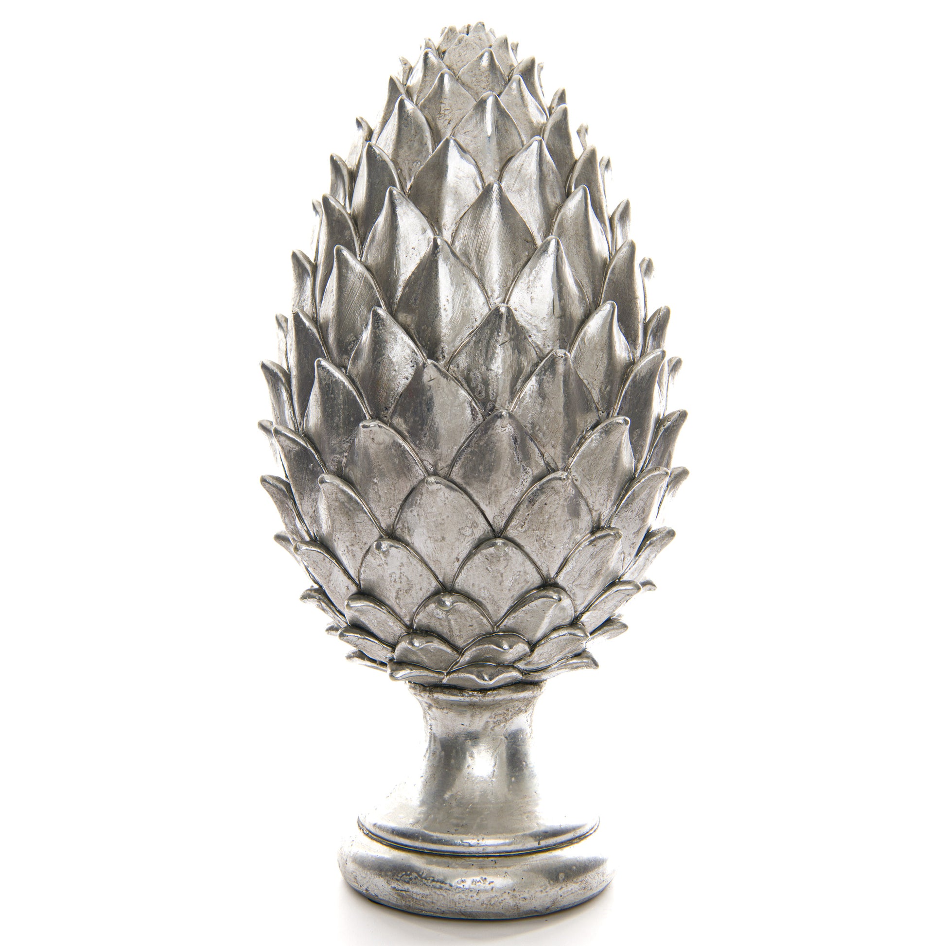 Tall Large Silver Pinecone Finial - Silver from the Quanta Home collection.