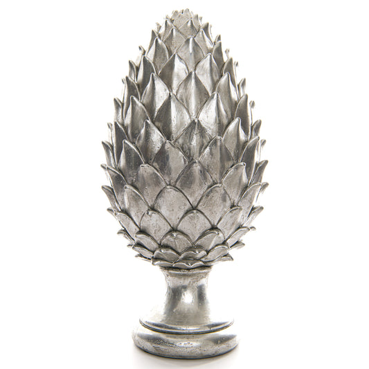 Tall Large Silver Pinecone Finial - Silver from the Quanta Home collection.