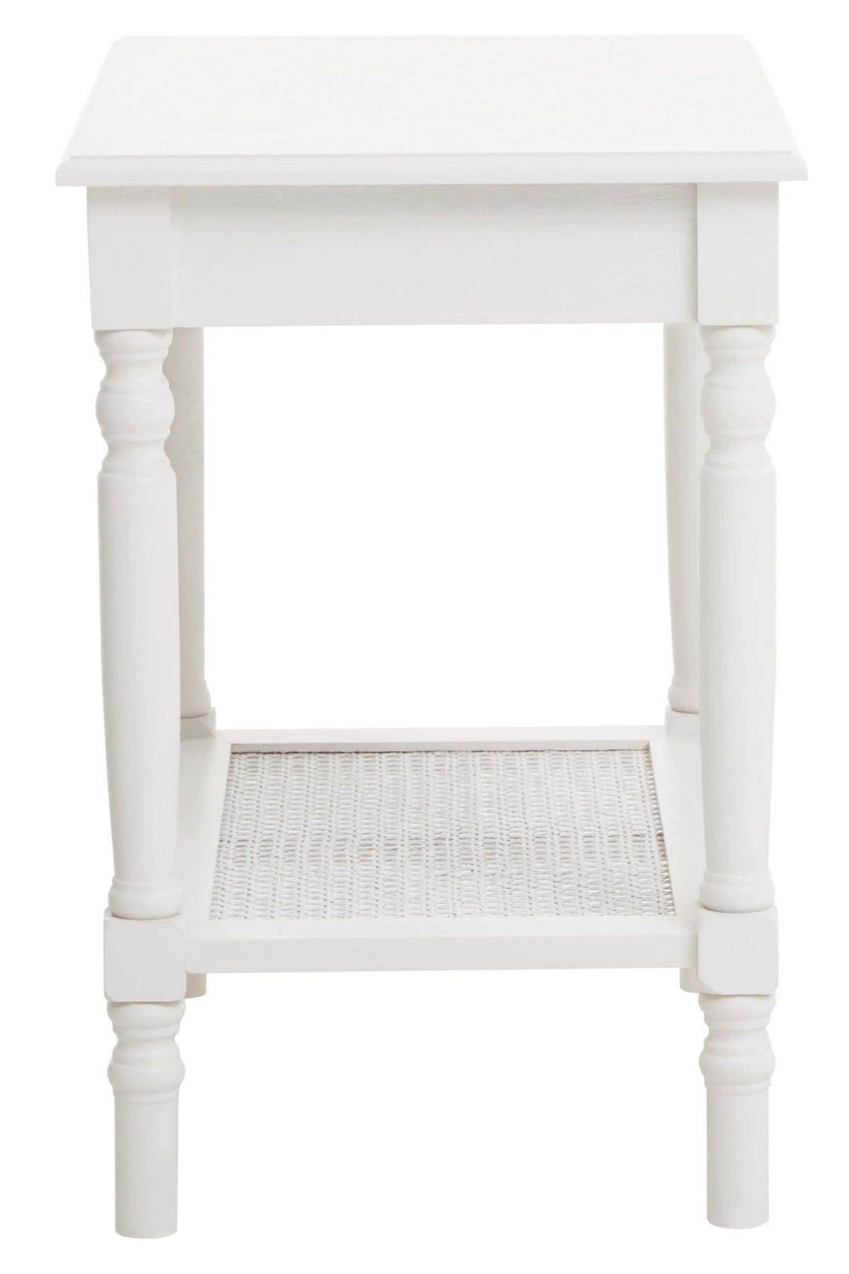Heirloom White Wooden Side Table with Lower Shelf