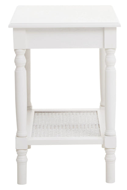 Heirloom White Wooden Side Table with Lower Shelf