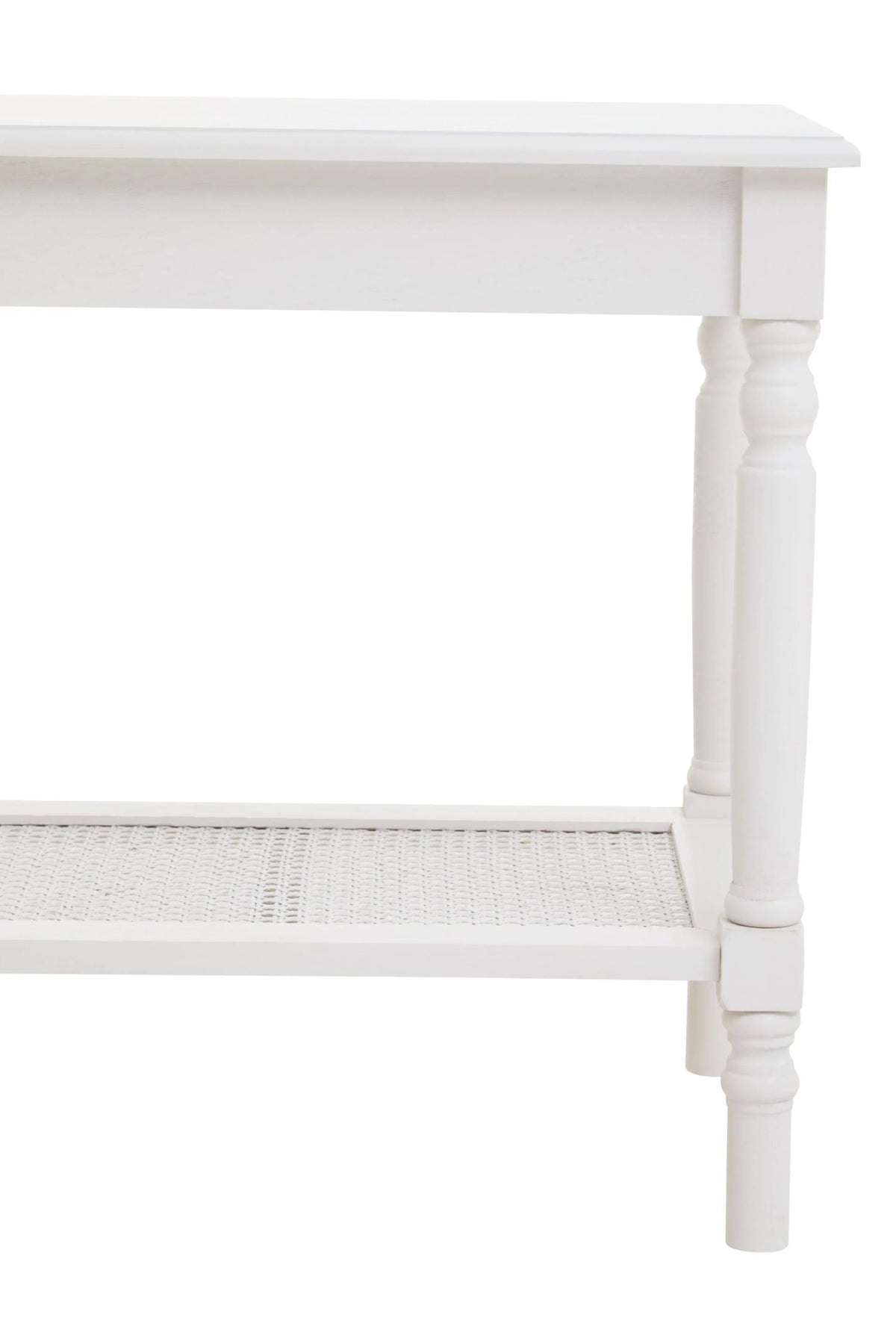 Heirloom White Wooden Side Table with Lower Shelf