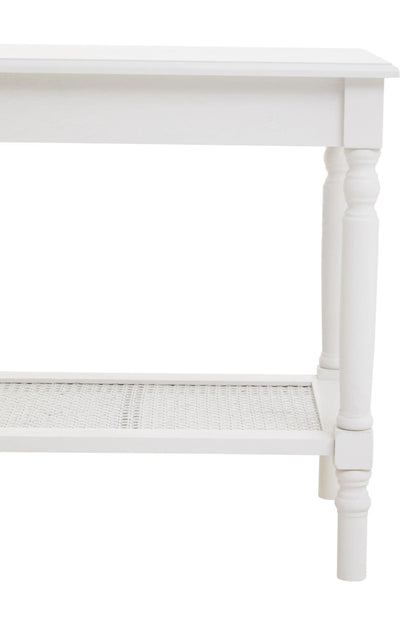 Heirloom White Wooden Side Table with Lower Shelf