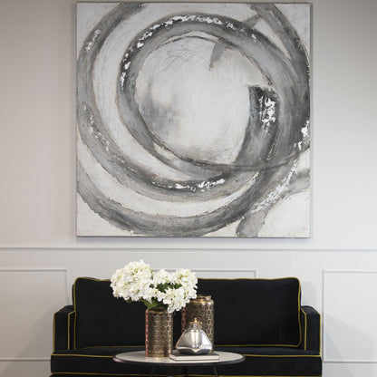 Galaxy Silver And Grey Hand Painted Canvas - Handpainted Art from the Quanta Home collection.