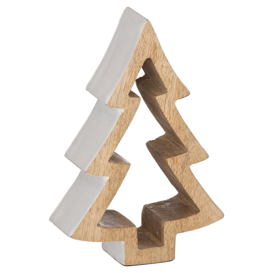 The Noel Collection Snowy Standing Small Wooden Tree - Natural Wood from the Quanta Home collection.