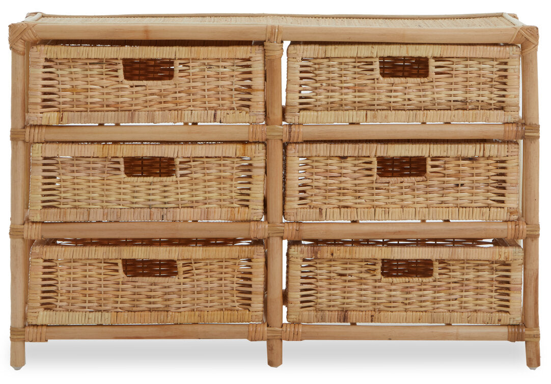 Rinjani Natural Rattan Six Drawer Chest