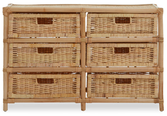 Rinjani Natural Rattan Six Drawer Chest