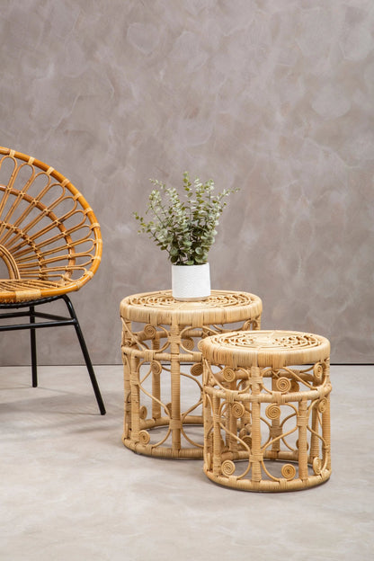 Rinjani Set Of Two Natural Rattan Tables