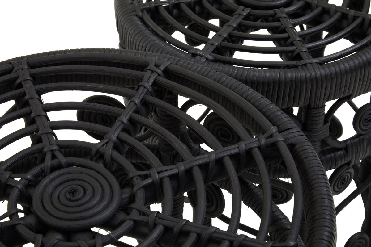 Rinjani Set Of Two Black Natural Rattan Tables