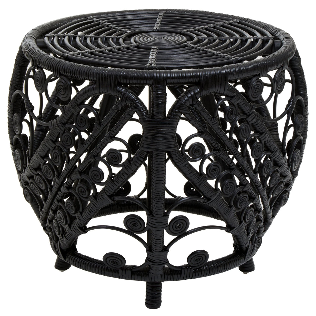 Rinjani Black Natural Rattan Side Table