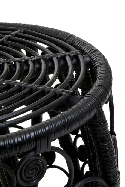 Rinjani Black Natural Rattan Side Table
