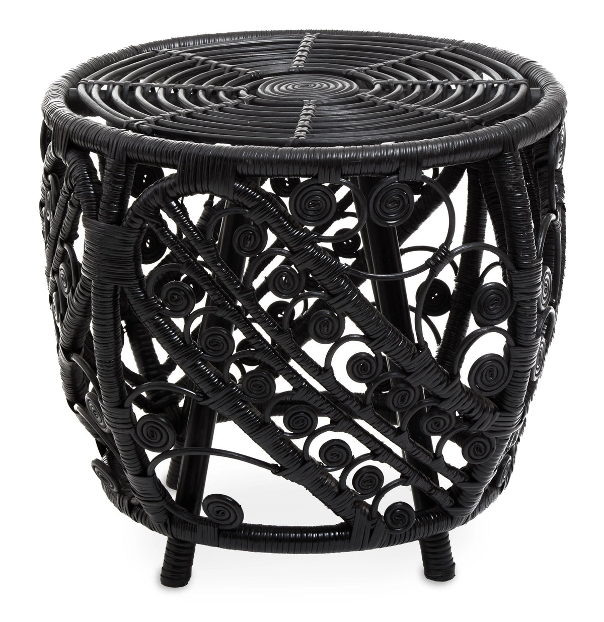 Rinjani Black Natural Rattan Side Table