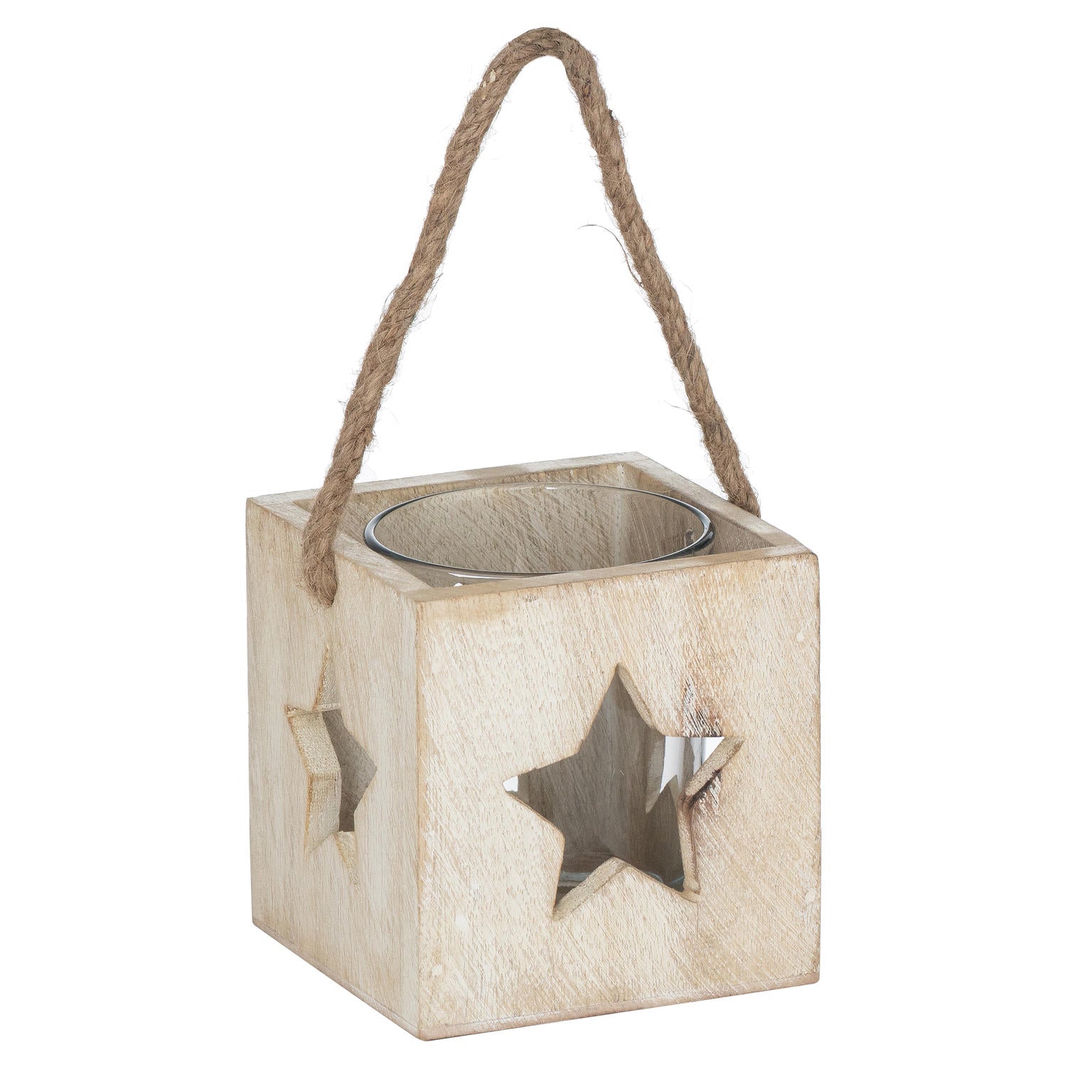 Washed Wood Star Tealight Candle Holder - Washed Wood from the Quanta Home collection.