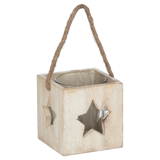Washed Wood Star Tealight Candle Holder - Washed Wood from the Quanta Home collection.