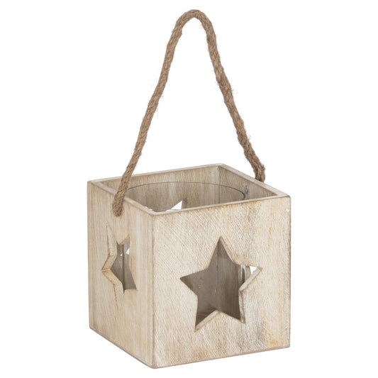 Washed Wood Large Star Tealight Candle Holder - Washed Wood from the Quanta Home collection.