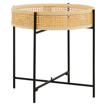 Ubud Rattan Side Table With Metal Legs