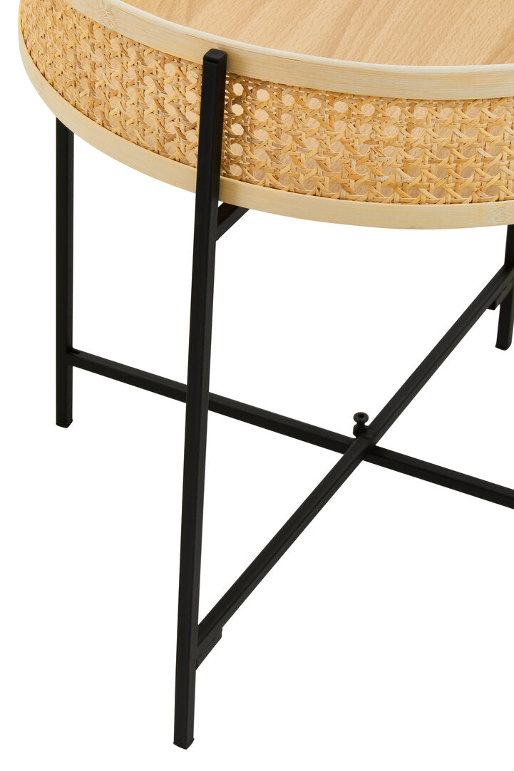 Ubud Rattan Side Table With Metal Legs
