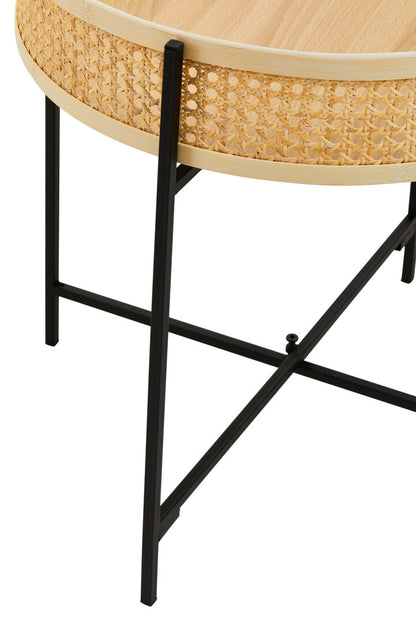 Ubud Rattan Side Table With Metal Legs