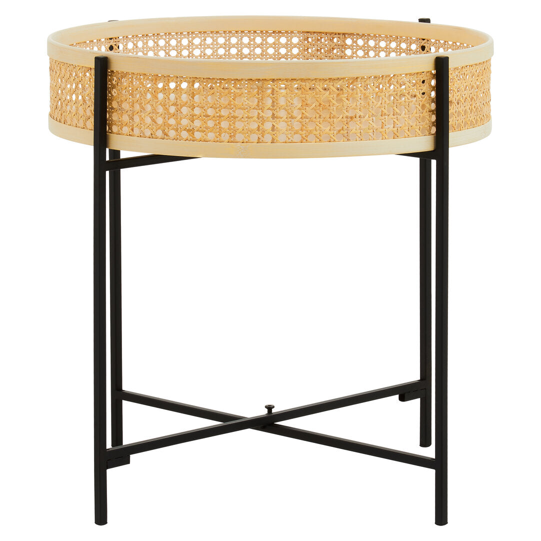 Ubud Rattan Side Table With Metal Legs