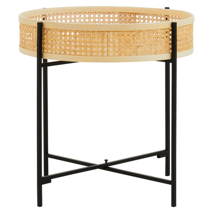 Ubud Rattan Side Table With Metal Legs