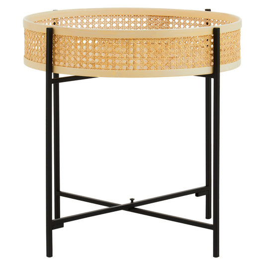 Ubud Rattan Side Table With Metal Legs