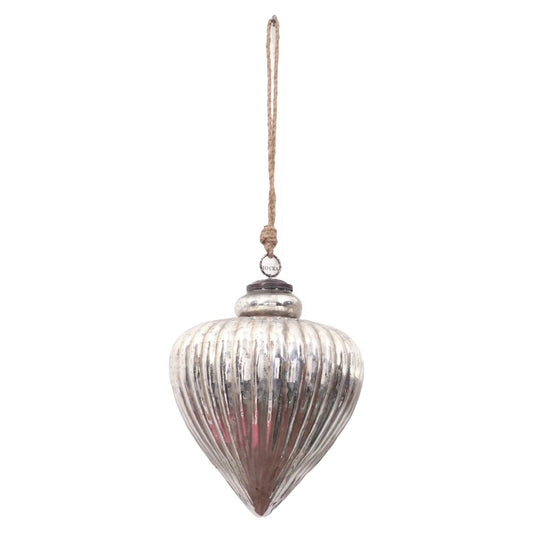 The Noel Collection Antique Silver Large Vallupe Bauble - Tree Hanging from the Quanta Home collection.