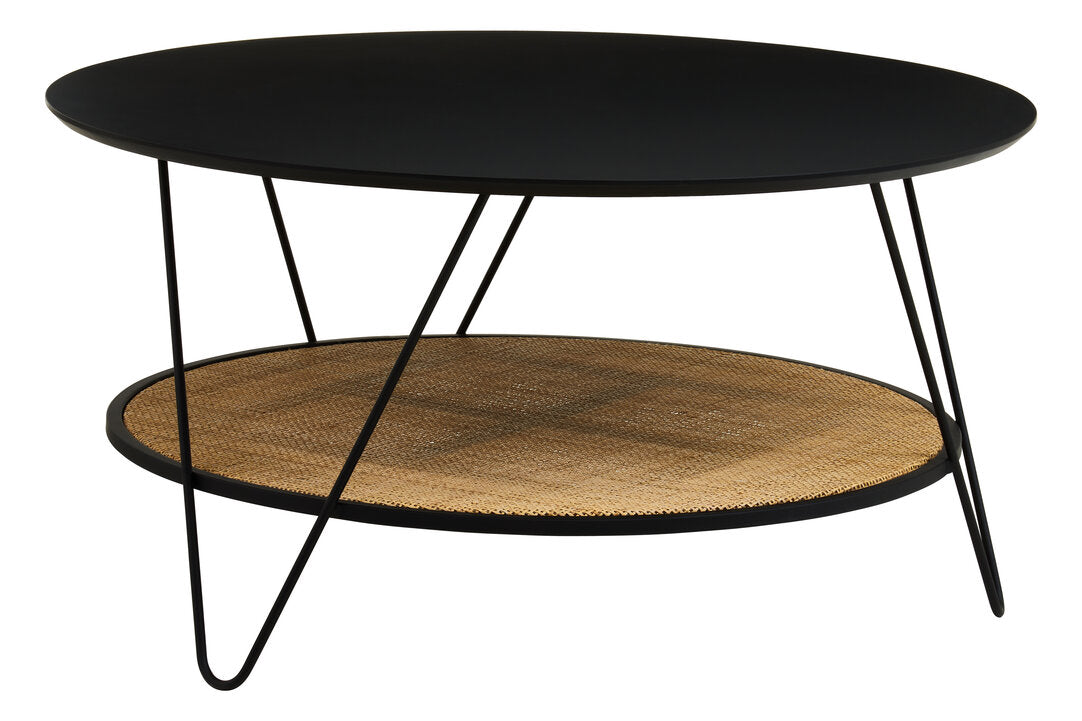 Ubud Rattan And Metal Coffee Table With Hairpin Legs