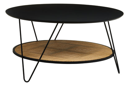 Ubud Rattan And Metal Coffee Table With Hairpin Legs