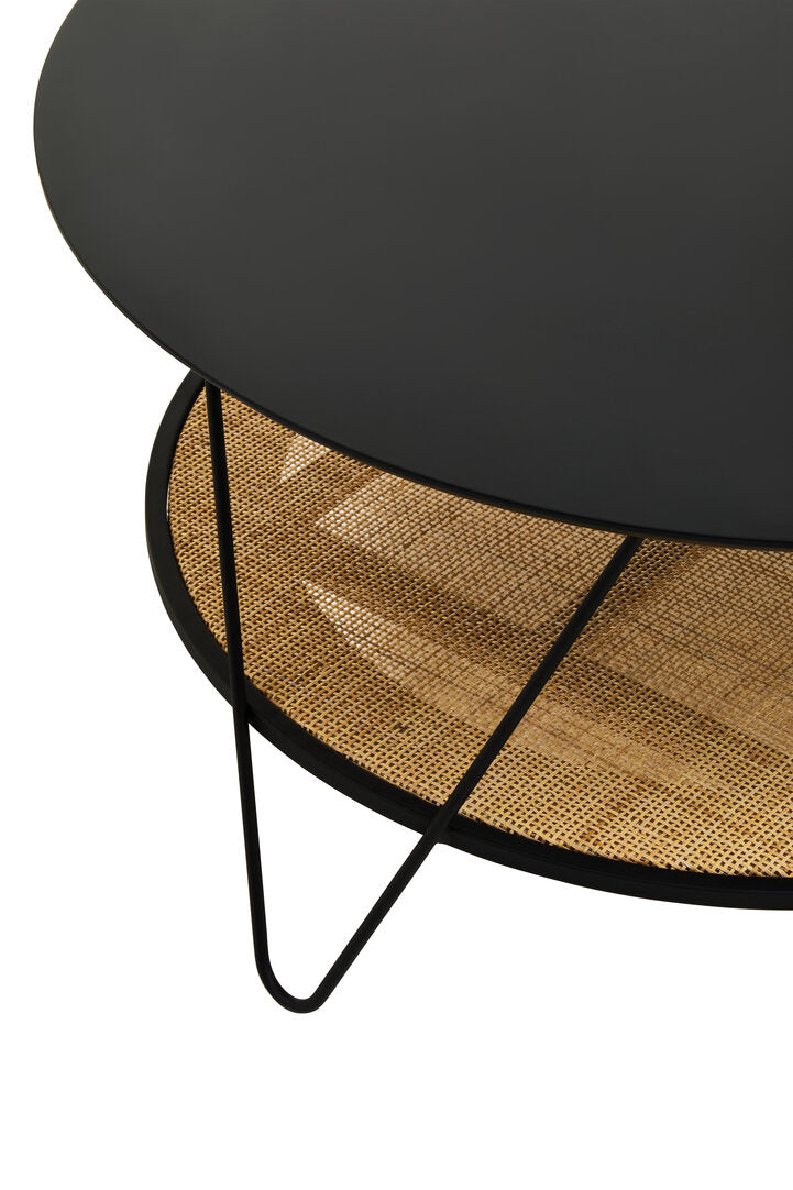 Ubud Rattan And Metal Coffee Table With Hairpin Legs