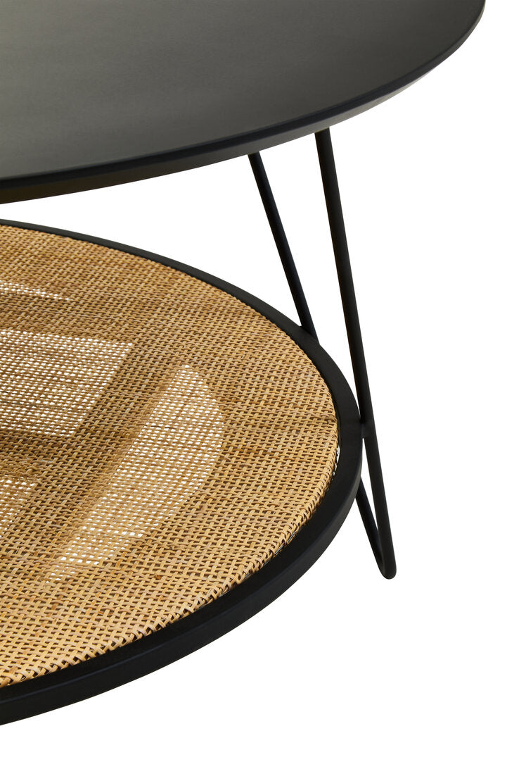 Ubud Rattan And Metal Coffee Table With Hairpin Legs