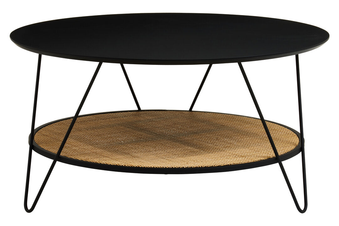 Ubud Rattan And Metal Coffee Table With Hairpin Legs