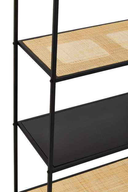 Ubud Rattan And Metal Five Tier Shelf Unit