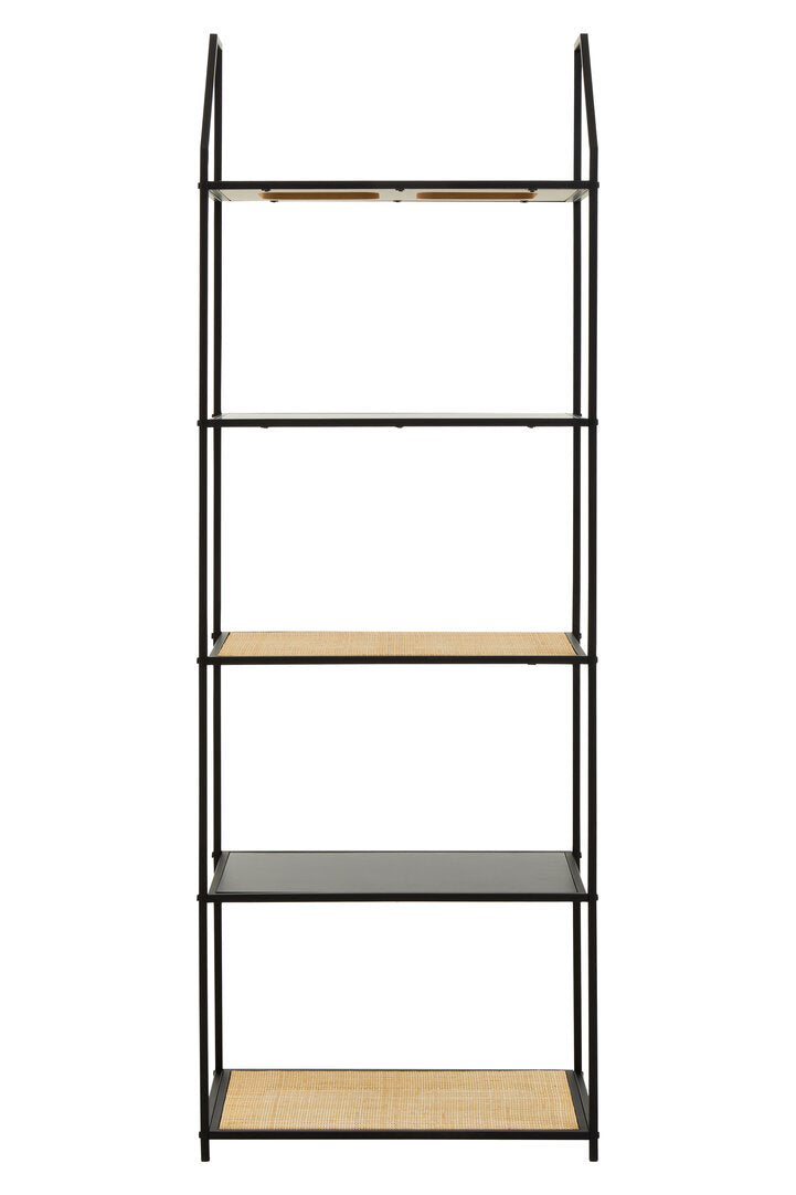Ubud Rattan And Metal Five Tier Shelf Unit