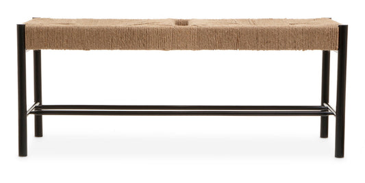 Nautic Natural Rope and Black Wood Large Bench