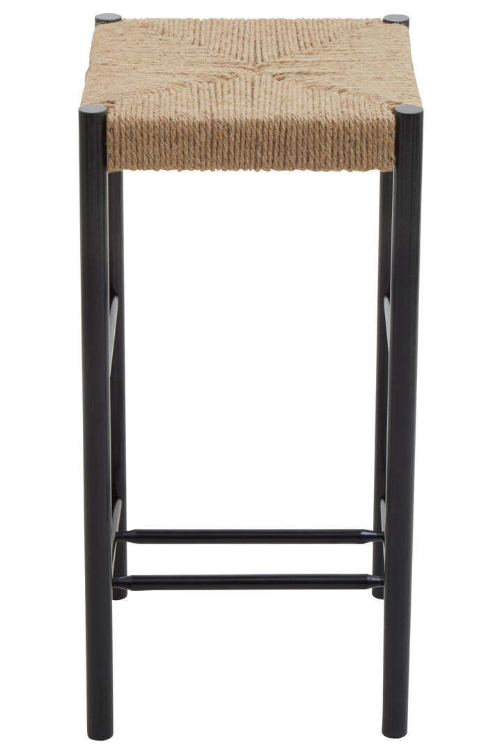 Nautic Natural Rope and Black Wood Bar Stool