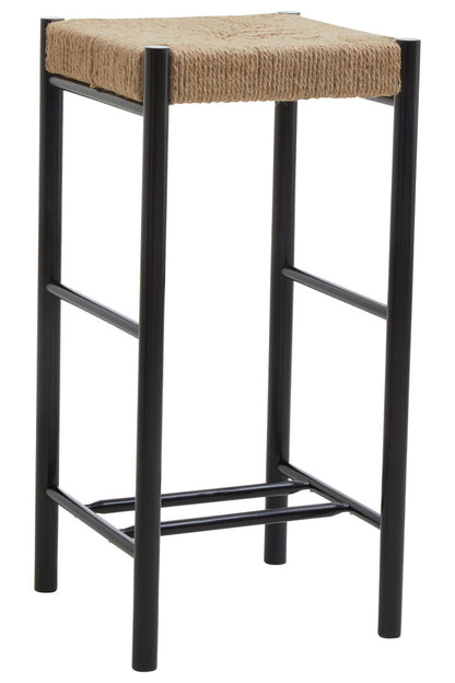 Nautic Natural Rope and Black Wood Bar Stool