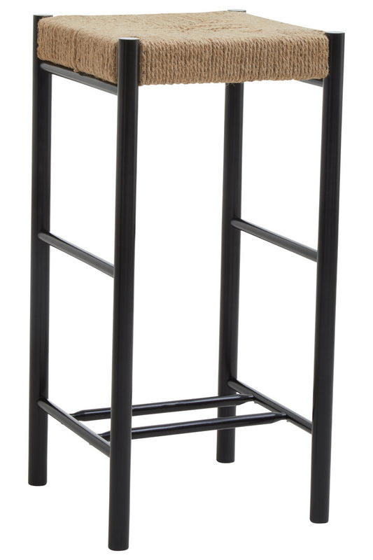 Nautic Natural Rope and Black Wood Bar Stool