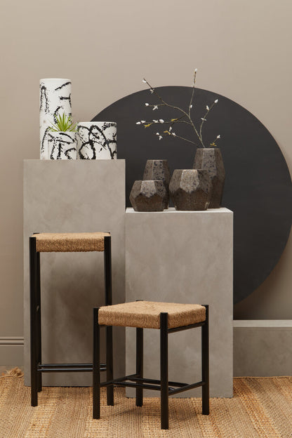 Nautic Natural Rope and Black Wood Bar Stool