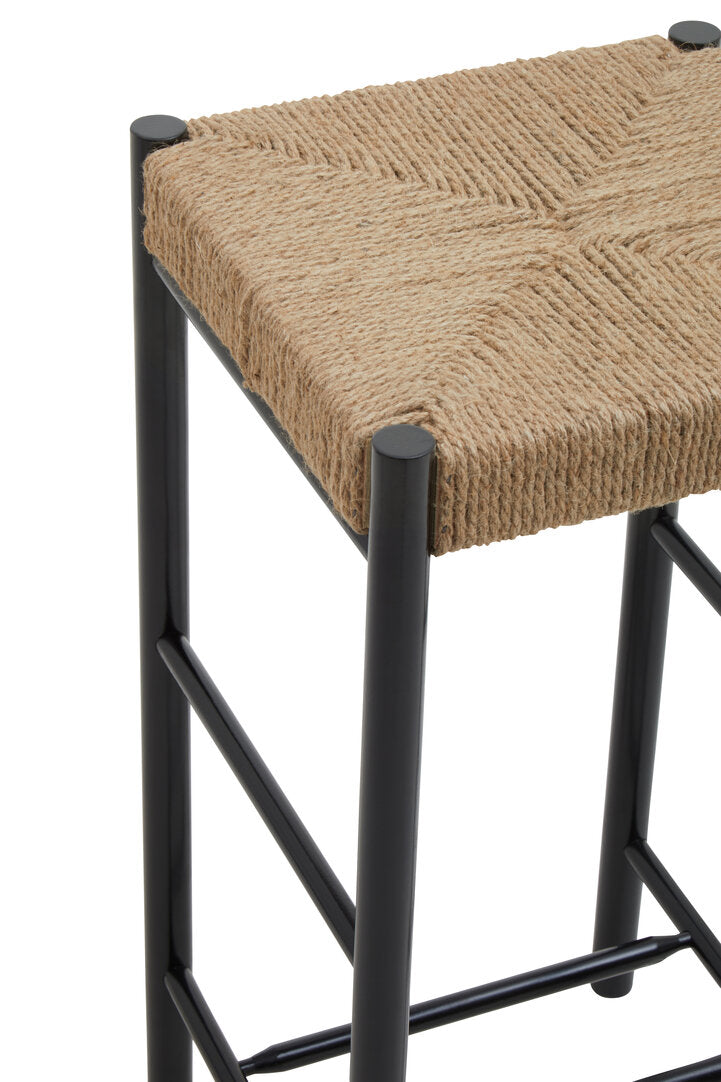 Nautic Natural Rope and Black Wood Bar Stool