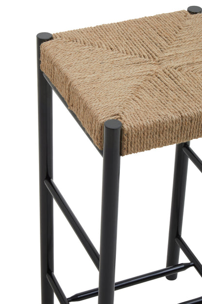 Nautic Natural Rope and Black Wood Bar Stool