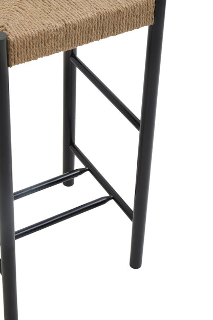 Nautic Natural Rope and Black Wood Bar Stool