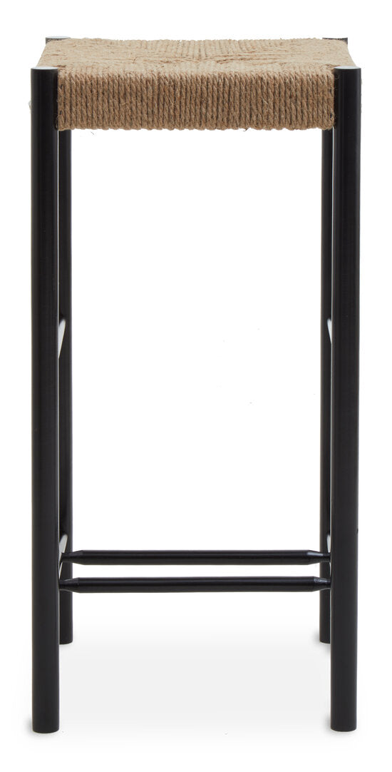 Nautic Natural Rope and Black Wood Bar Stool