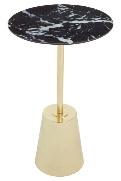 Verona Black Marble Effect Top Gold Base Side Table