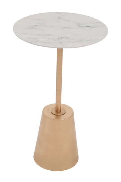 Verona White Marble Effect Top Gold Base Side Table