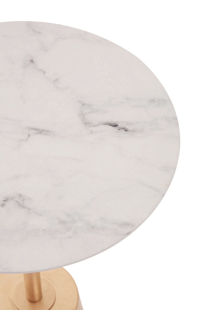 Verona White Marble Effect Top Gold Base Side Table