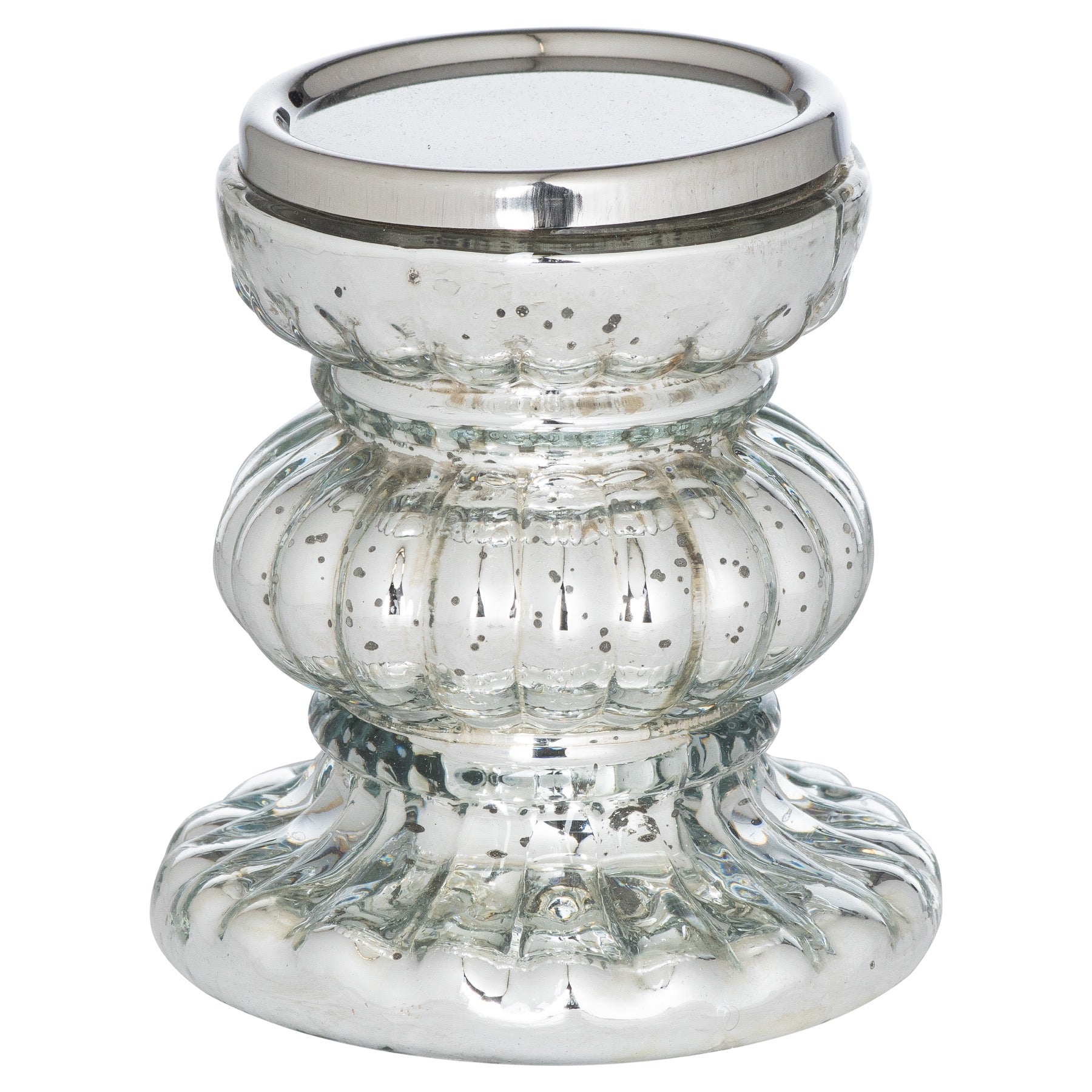 Mercury Effect Bonbon Medium Candle Holder - Silver from the Quanta Home collection.